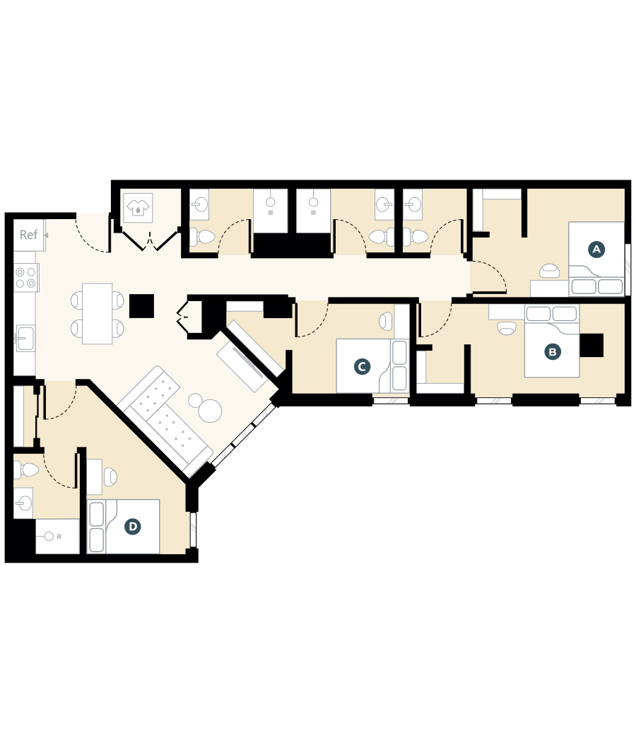Rendering for 4x3.5 A floor plan