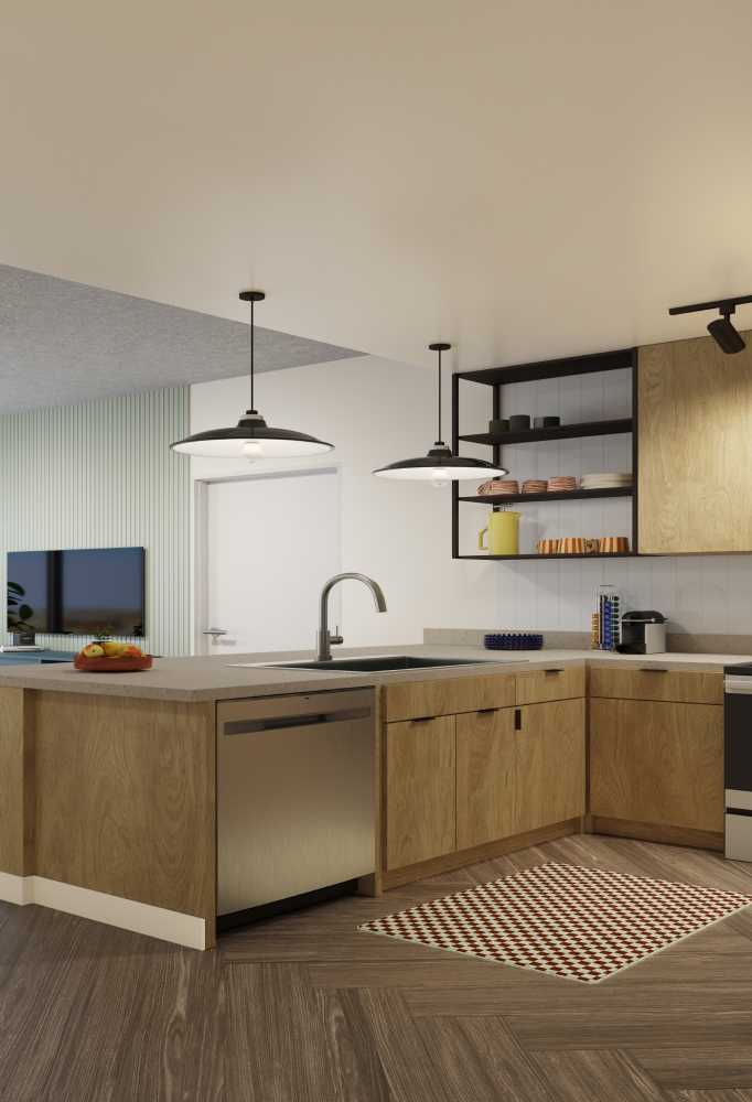 A kitchen with modern appliances