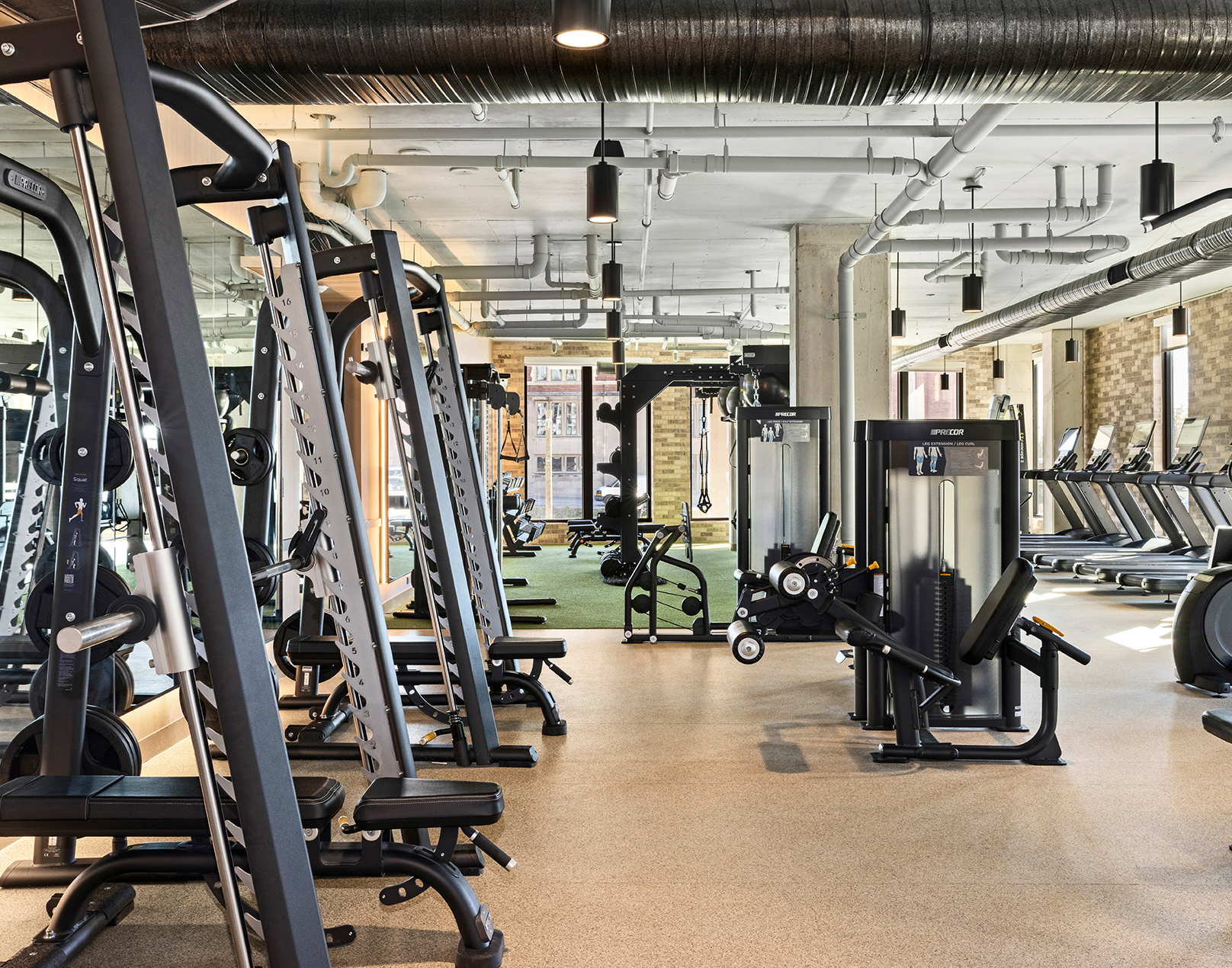 fitness center with weights